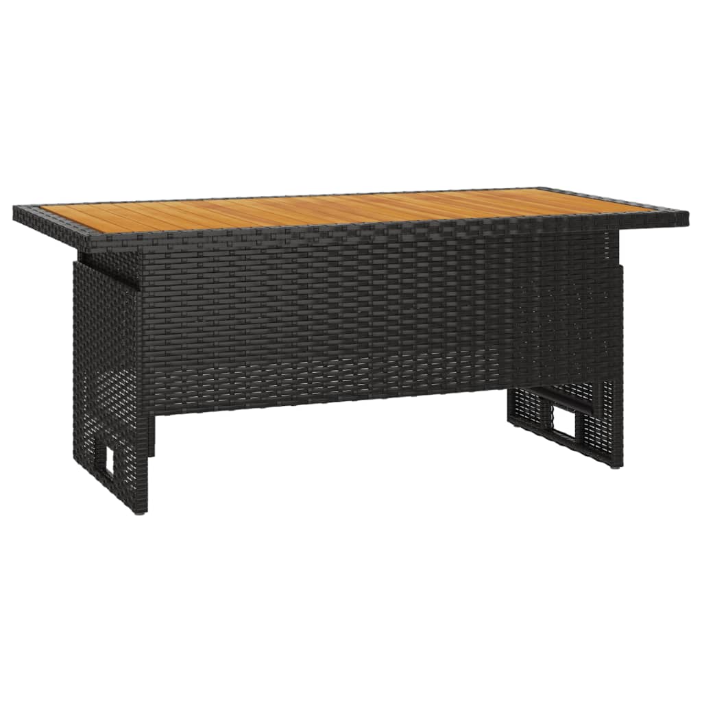 Tuintafel 00x50x43/63 cm acaciahout en poly rattan Zwart