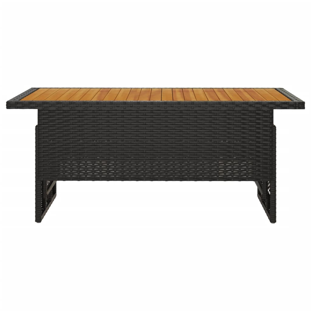 Tuintafel 00x50x43/63 cm acaciahout en poly rattan Zwart