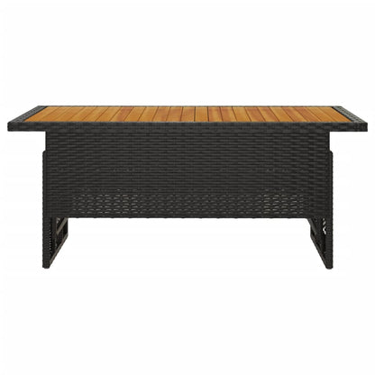 Tuintafel 00x50x43/63 cm acaciahout en poly rattan Zwart