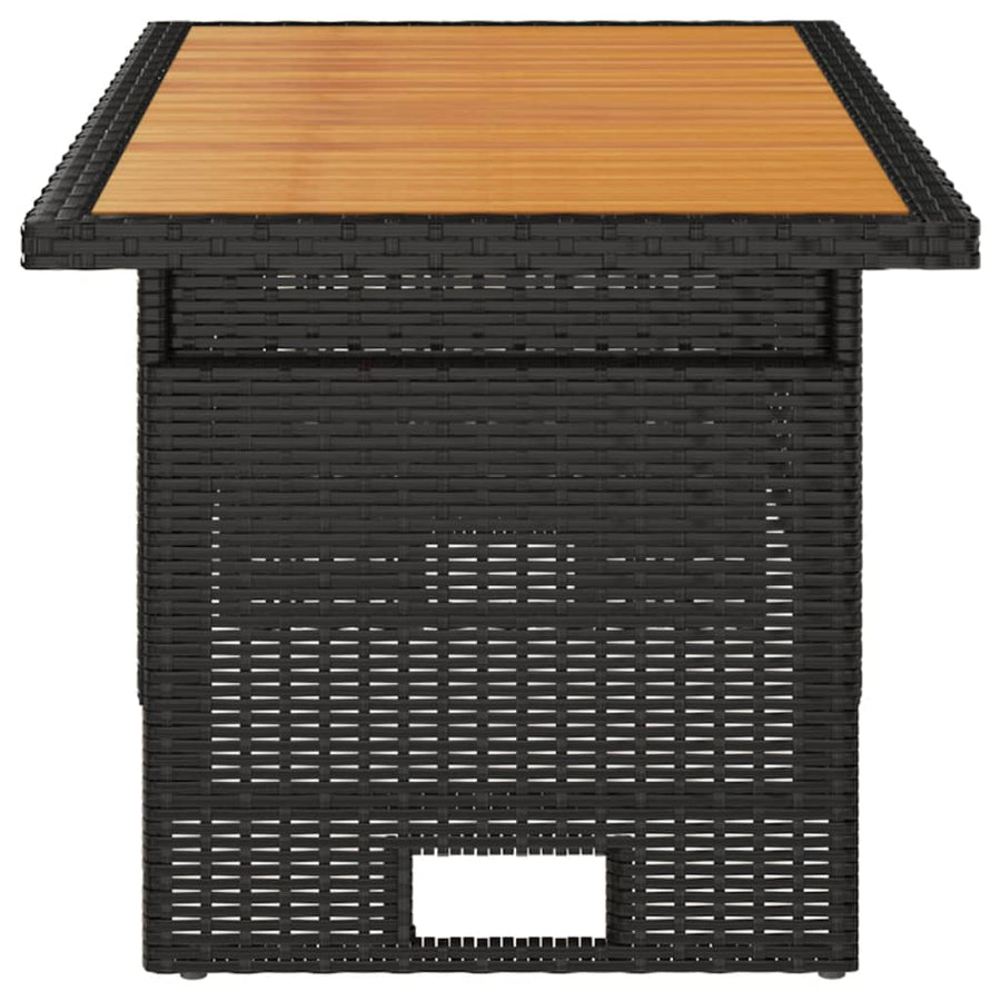 Tuintafel 00x50x43/63 cm acaciahout en poly rattan Zwart