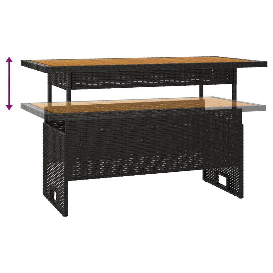 Tuintafel 00x50x43/63 cm acaciahout en poly rattan Zwart