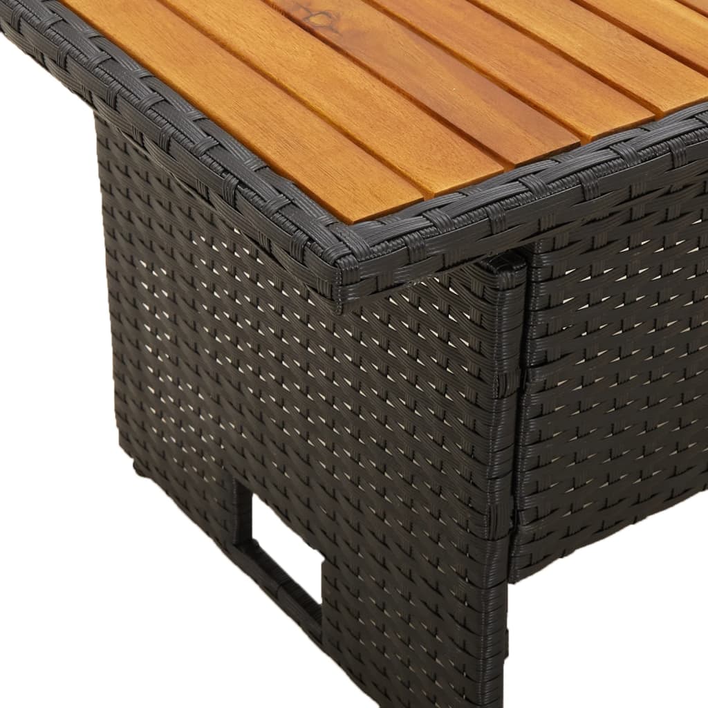 Tuintafel 00x50x43/63 cm acaciahout en poly rattan Zwart