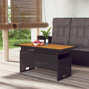 Garden table 100x50x43/63 cm acacia wood and poly rattan black