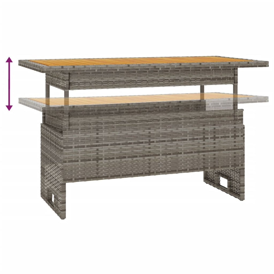 Tuintafel 100X50X43/63 Cm Acaciahout En Poly Rattan Grijs
