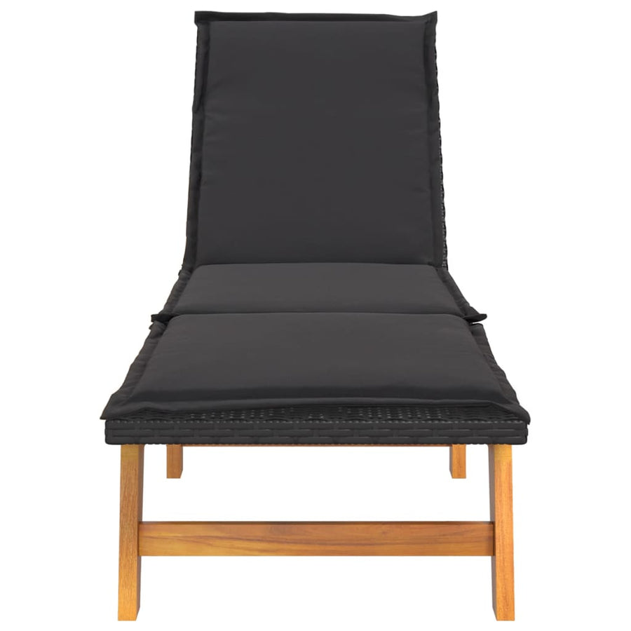 Ligbed Met Tafeltje Poly Rattan En Massief Acaciahout Ja Ligbed + Tafel