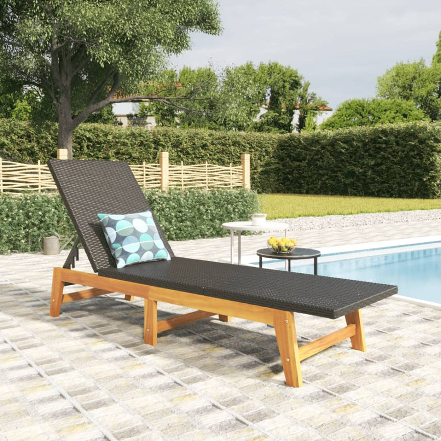Poly Rattan En Massief Acaciahout Zwart En Bruin Nee Ligbed