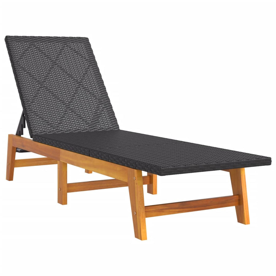 Ligbedden 2 St Poly Rattan En Massief Acaciahout Zwart En Bruin 1 Nee 2x Ligbed