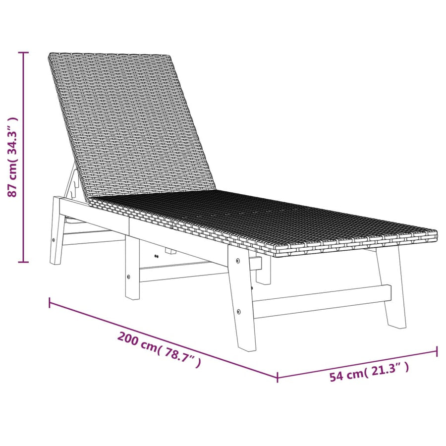Ligbedden 2 St Poly Rattan En Massief Acaciahout Zwart En Bruin 1 Nee 2x Ligbed