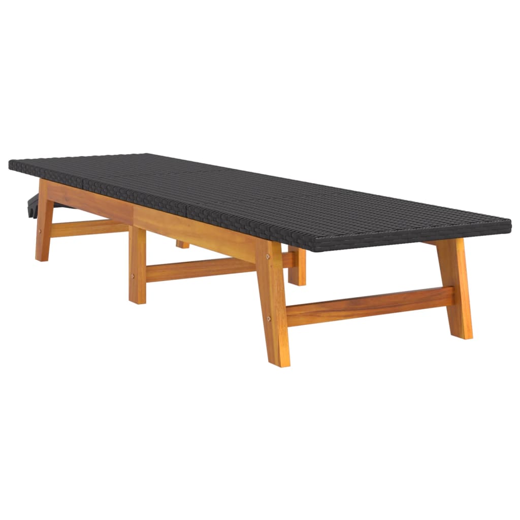 Ligbedden 2 St Poly Rattan En Massief Acaciahout Zwart En Bruin 1 Nee 2x Ligbed