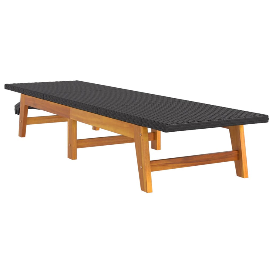 Ligbedden 2 St Poly Rattan En Massief Acaciahout Zwart En Bruin 1 Nee 2x Ligbed