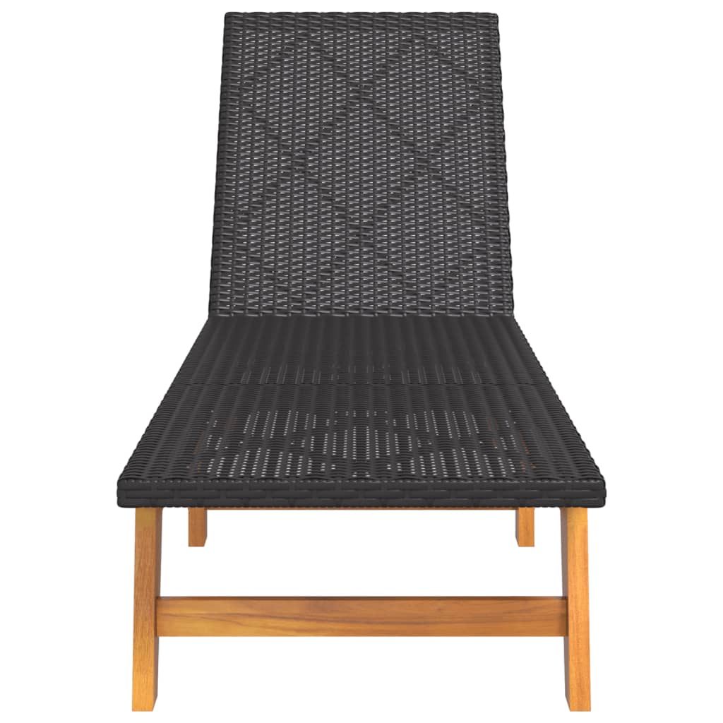 Ligbedden 2 St Poly Rattan En Massief Acaciahout Zwart En Bruin 1 Nee 2x Ligbed