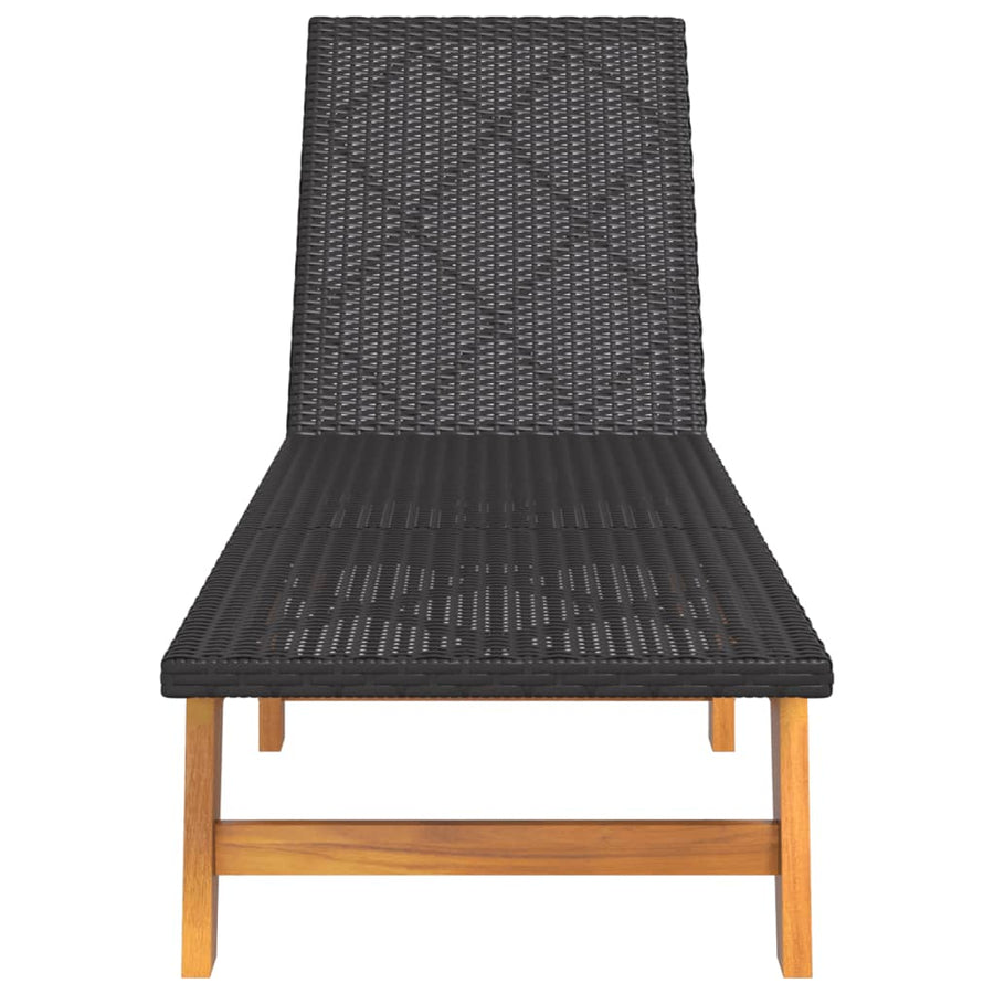 Ligbedden 2 St Poly Rattan En Massief Acaciahout Zwart En Bruin 1 Nee 2x Ligbed