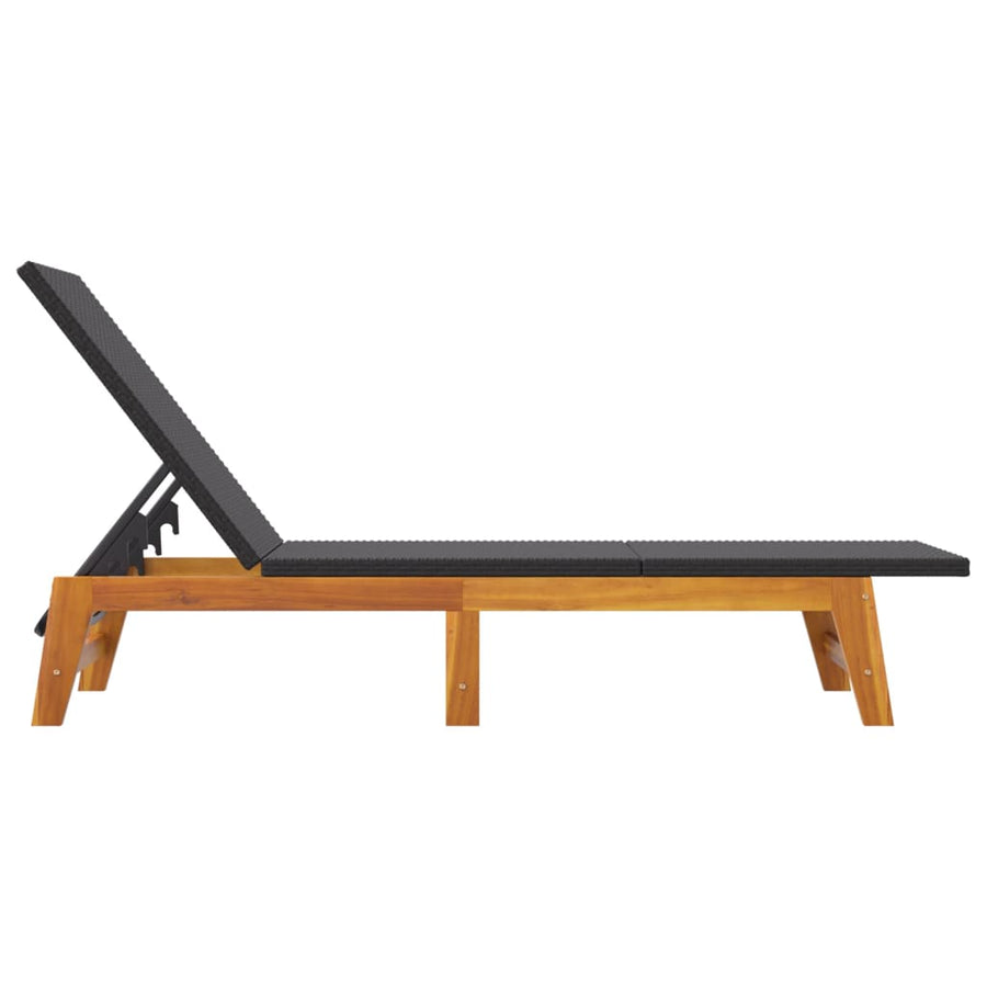 Ligbedden 2 St Poly Rattan En Massief Acaciahout Zwart En Bruin 1 Nee 2x Ligbed
