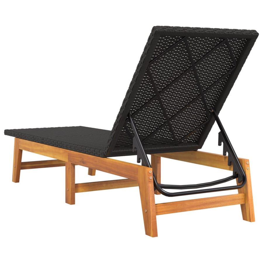Ligbedden 2 St Poly Rattan En Massief Acaciahout Zwart En Bruin 1 Nee 2x Ligbed