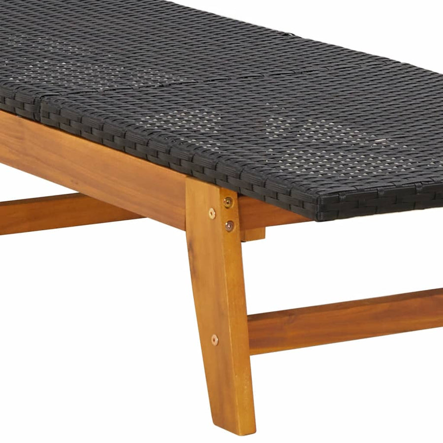 Ligbedden 2 St Poly Rattan En Massief Acaciahout Zwart En Bruin 1 Nee 2x Ligbed