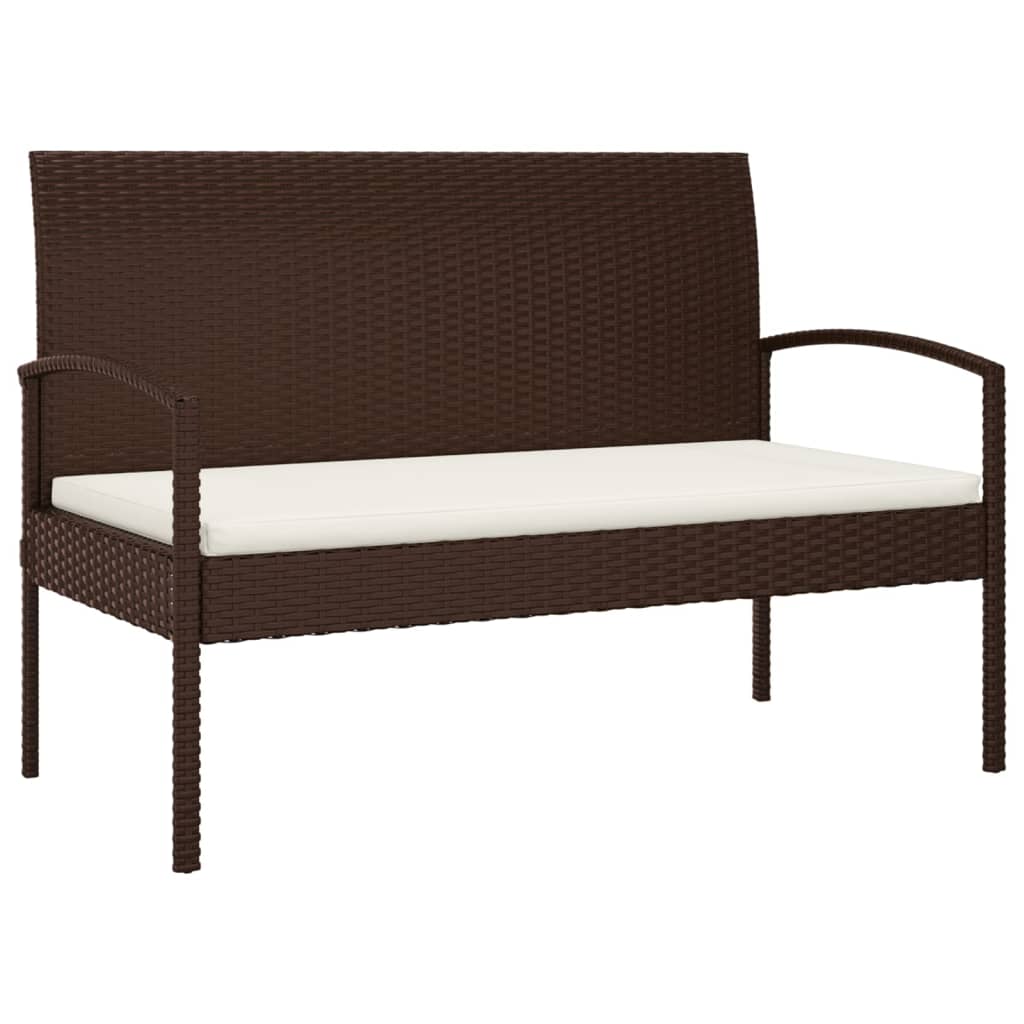 Tuinbank Met Kussen 105 Cm Poly Rattan Bruin