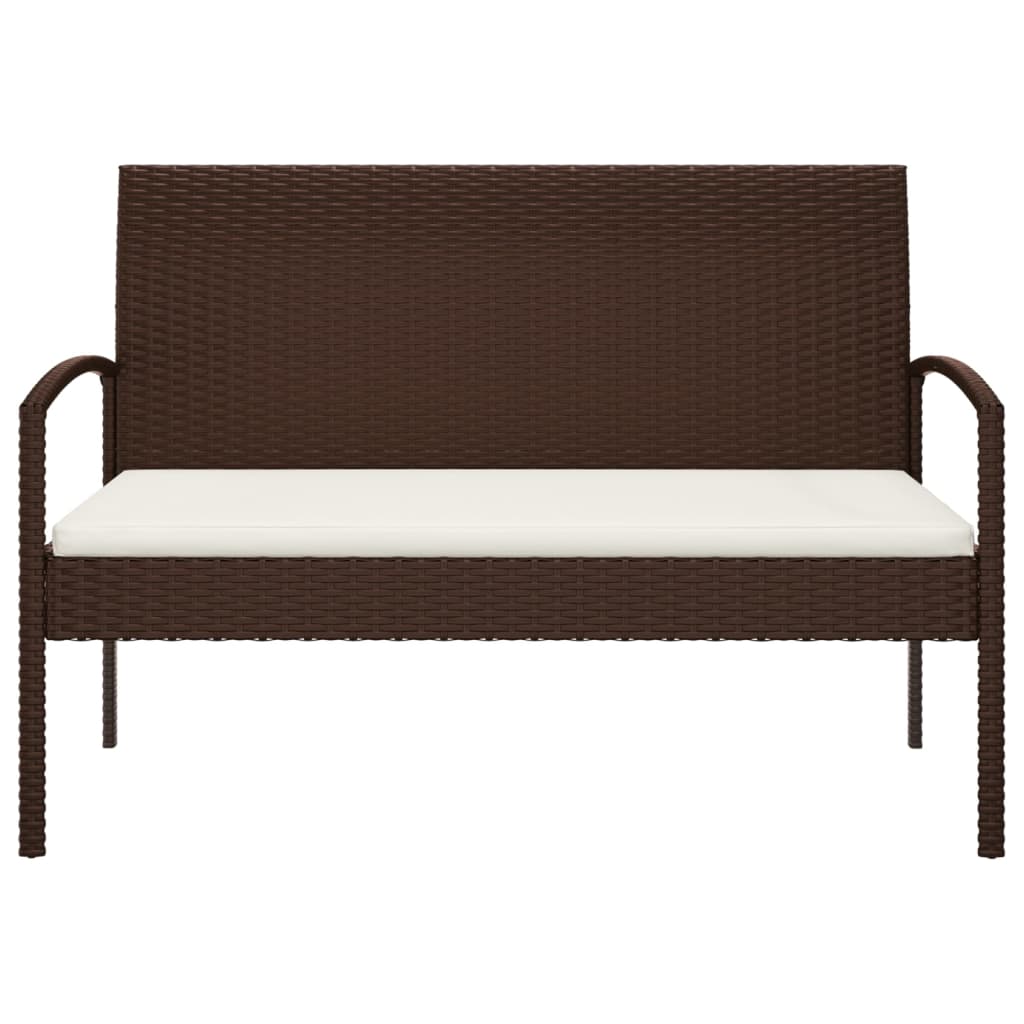 Tuinbank Met Kussen 105 Cm Poly Rattan Bruin