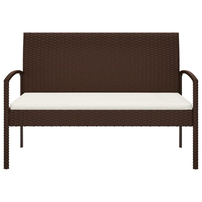 Tuinbank Met Kussen 105 Cm Poly Rattan Bruin