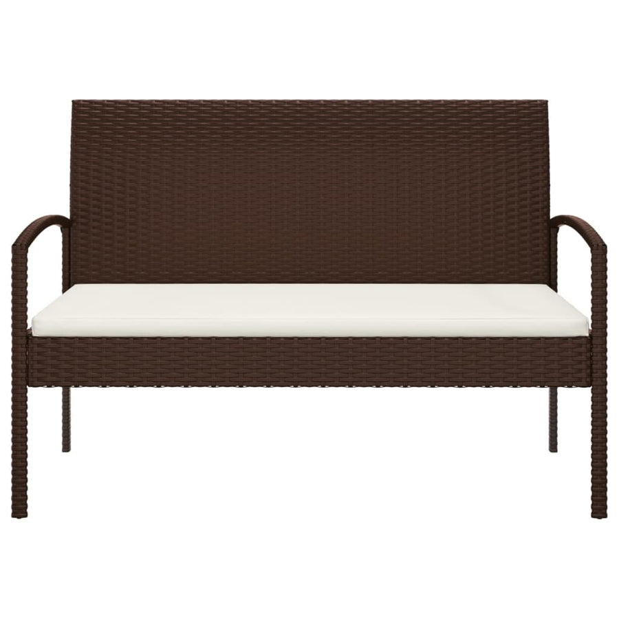 Tuinbank Met Kussen 105 Cm Poly Rattan Bruin