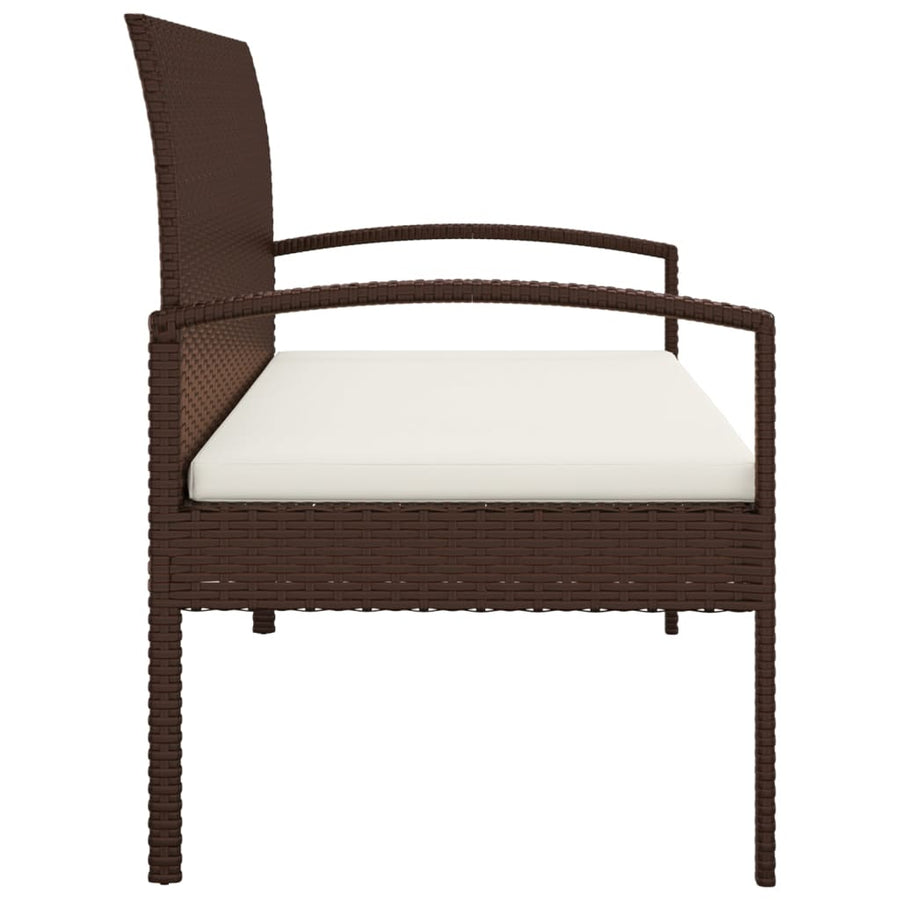 Tuinbank Met Kussen 105 Cm Poly Rattan Bruin