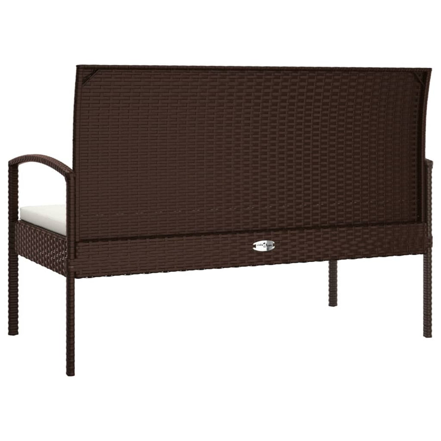 Tuinbank Met Kussen 105 Cm Poly Rattan Bruin