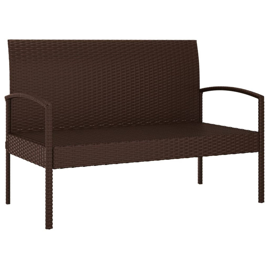 Tuinbank Met Kussen 105 Cm Poly Rattan Bruin