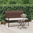 Tuinbank 105 cm poly rattan bruin met kussen