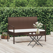 Tuinbank 105 cm poly rattan bruin met kussen