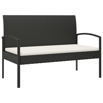 Tuinbank Met Kussen 105 Cm Poly Rattan Zwart en wit