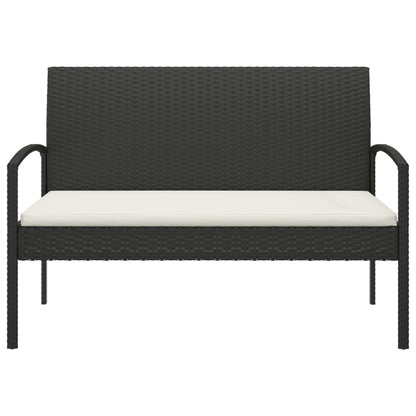 Tuinbank Met Kussen 105 Cm Poly Rattan Zwart en wit