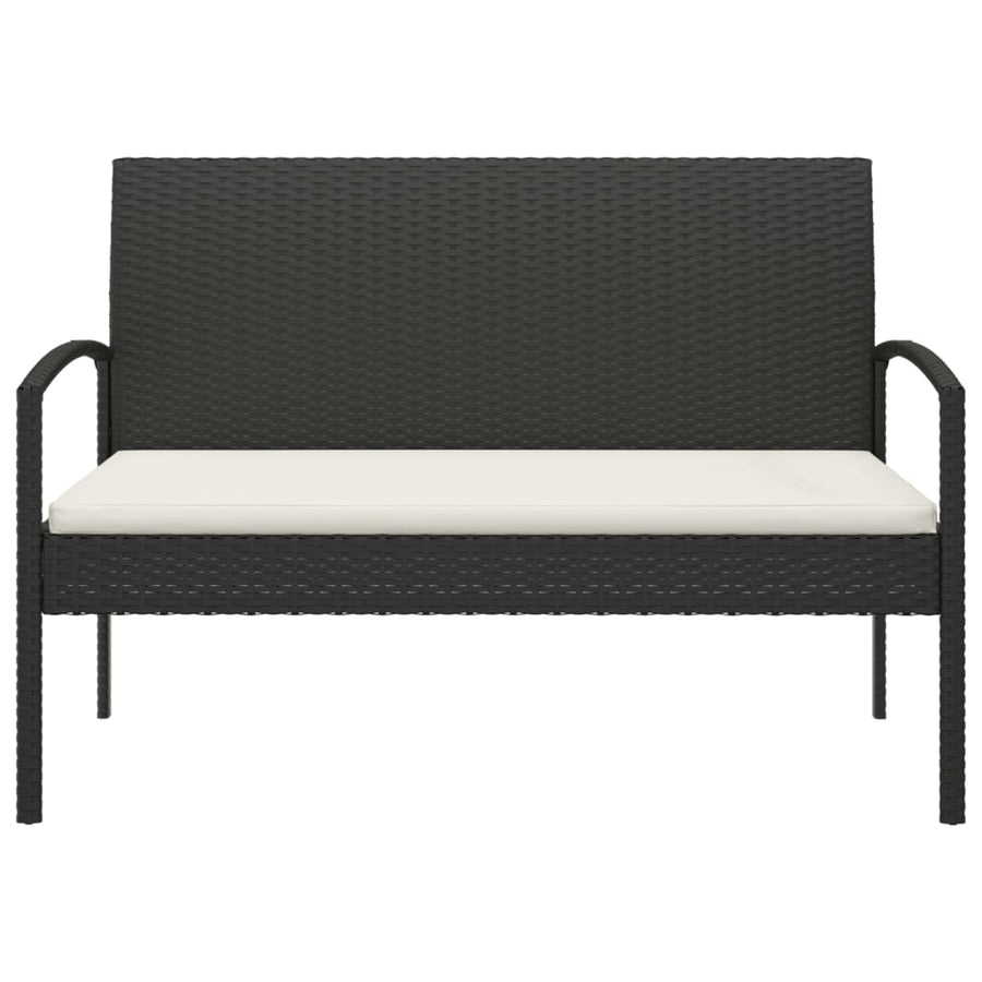 Tuinbank Met Kussen 105 Cm Poly Rattan Zwart en wit
