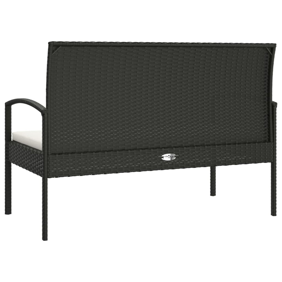 Tuinbank Met Kussen 105 Cm Poly Rattan Zwart en wit