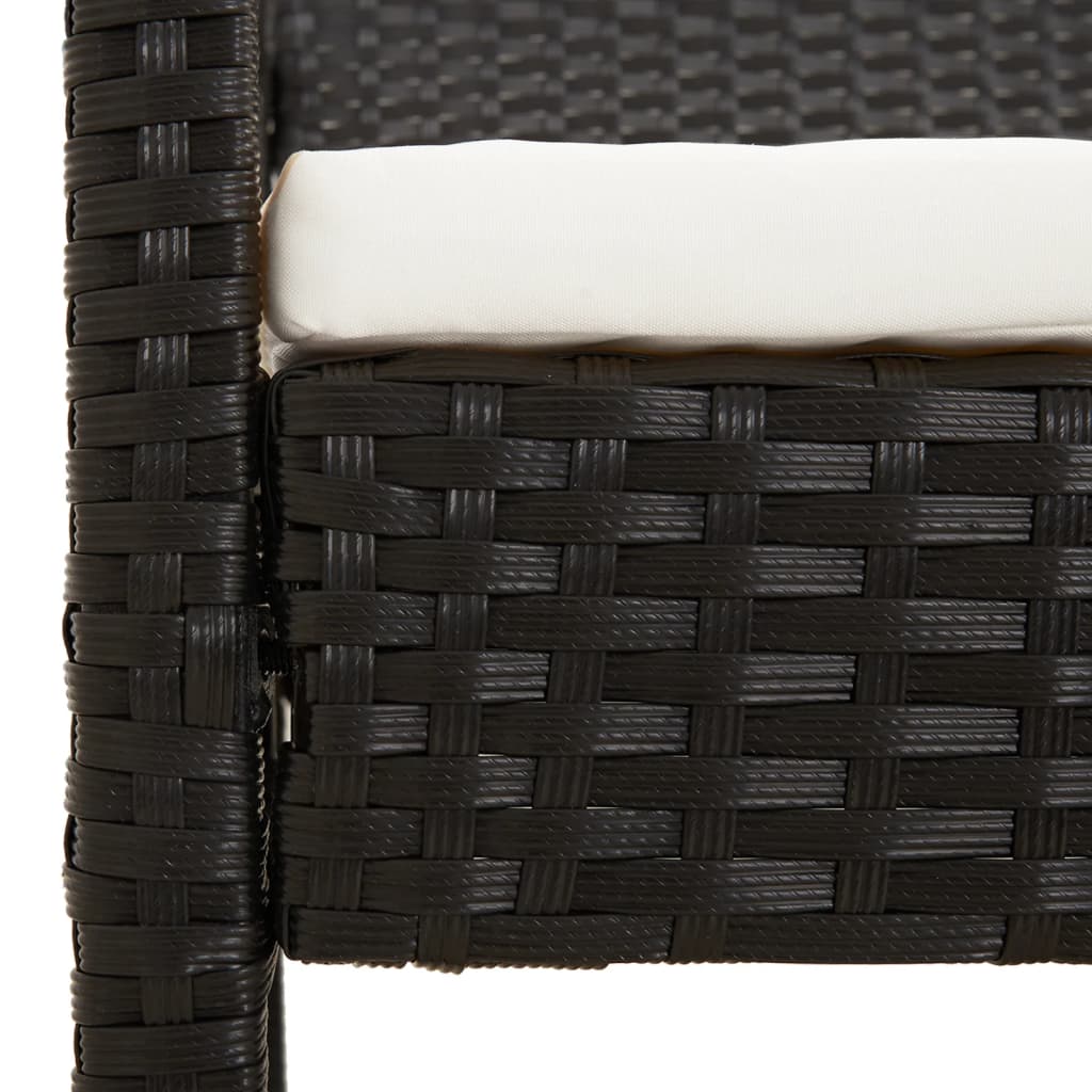 Tuinbank Met Kussen 105 Cm Poly Rattan Zwart en wit