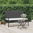 Tuinbank poly rattan 105 cm zwart met kussen