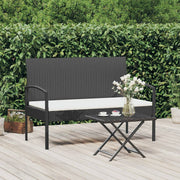 Tuinbank poly rattan 105 cm zwart met kussen