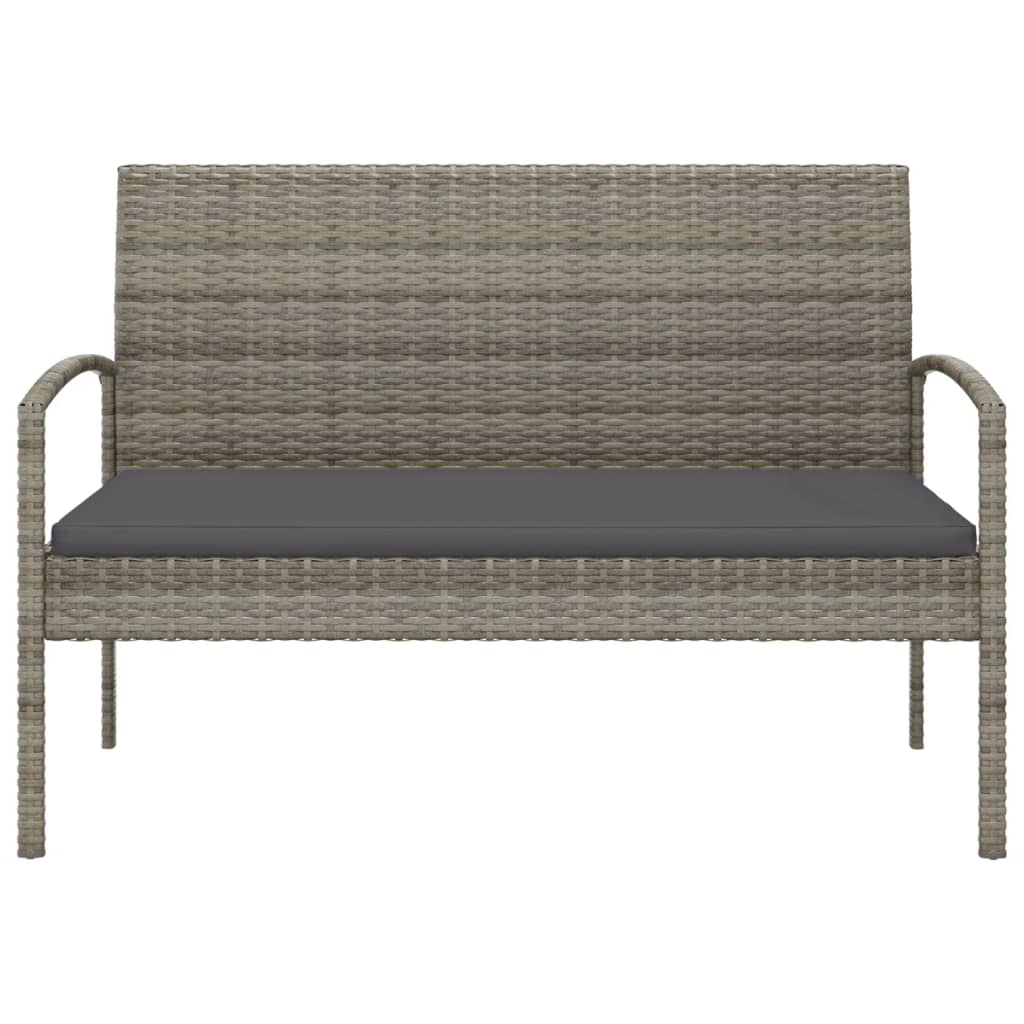 Tuinbank Met Kussen 105 Cm Poly Rattan Grijs