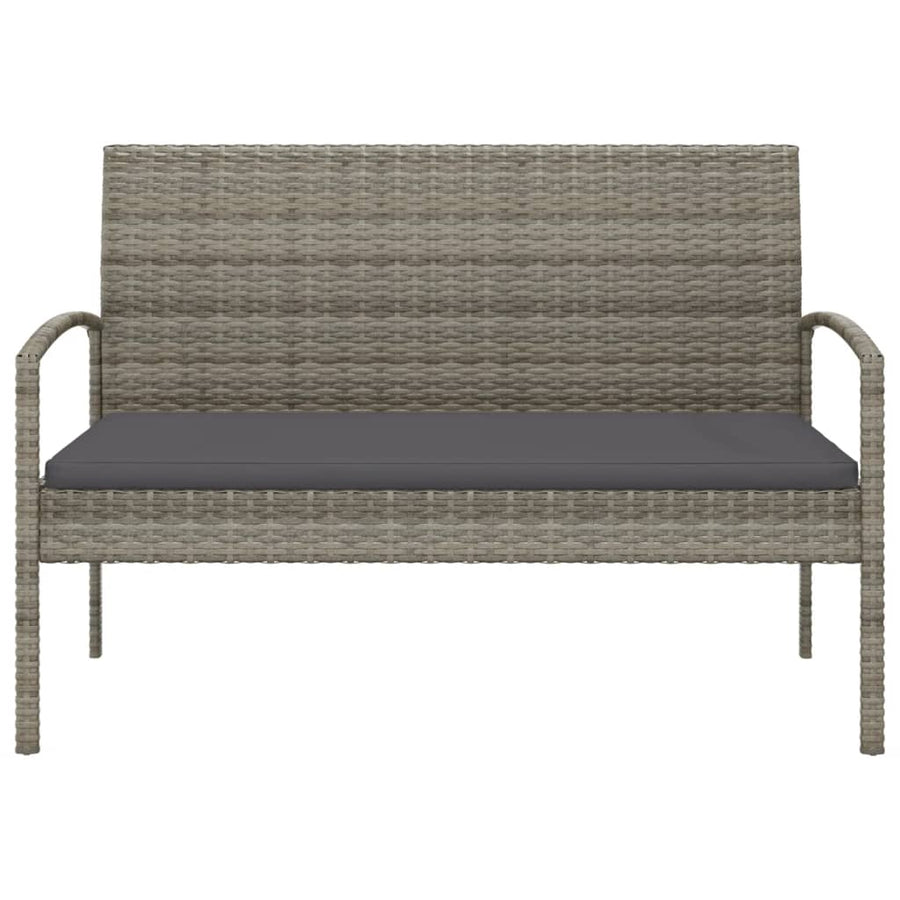 Tuinbank Met Kussen 105 Cm Poly Rattan Grijs