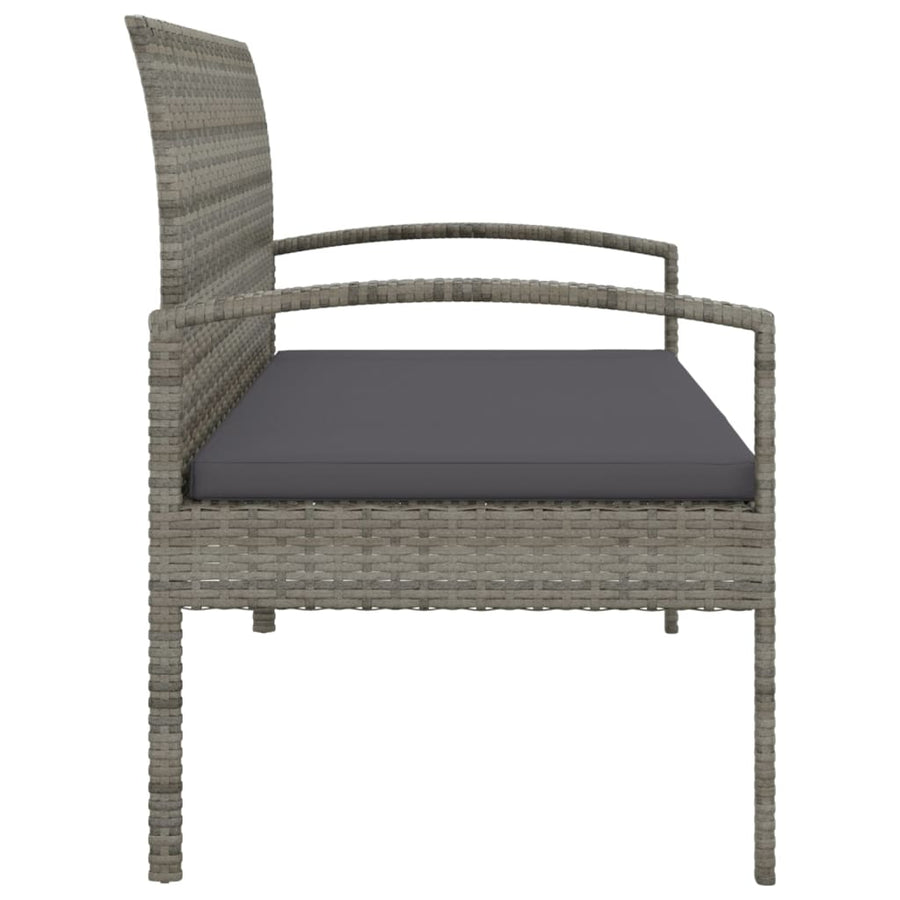 Tuinbank Met Kussen 105 Cm Poly Rattan Grijs