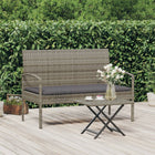 Tuinbank 105 cm poly rattan grijs met kussen