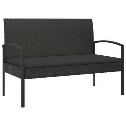 Tuinbank Met Kussen 105 Cm Poly Rattan Zwart