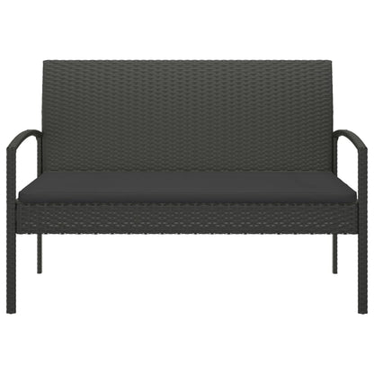 Tuinbank Met Kussen 105 Cm Poly Rattan Zwart