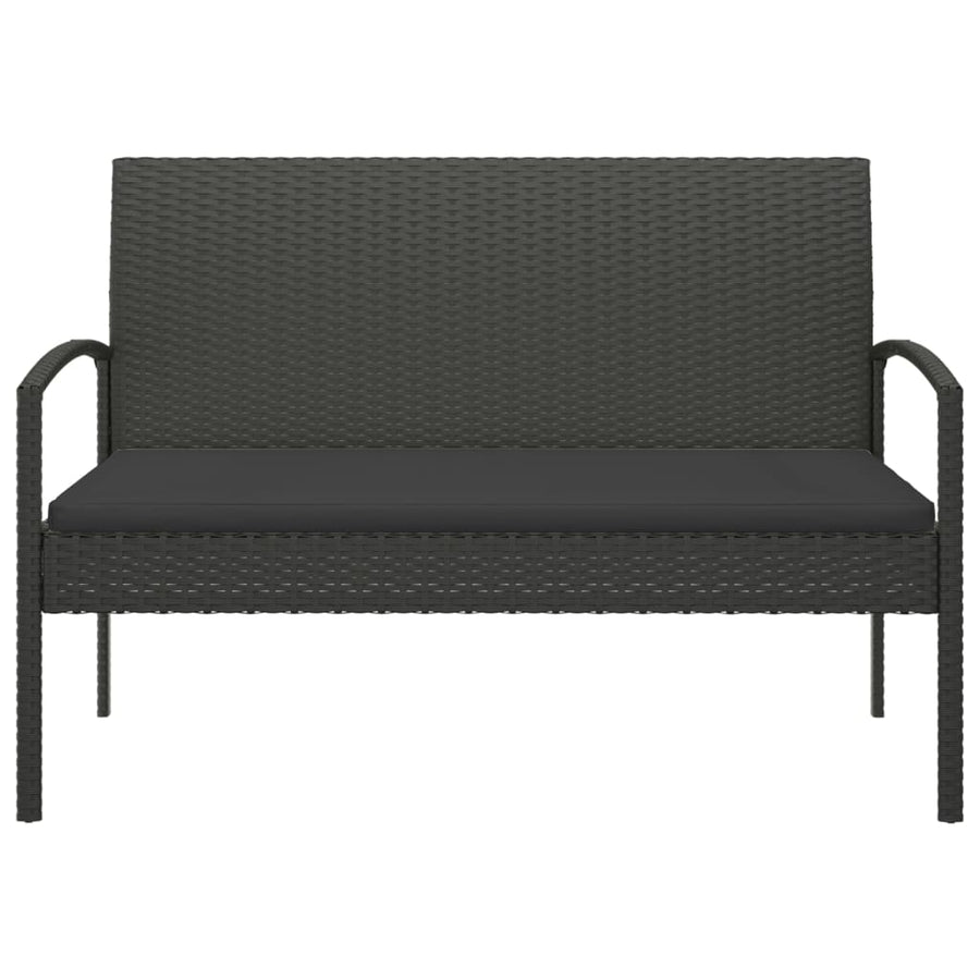 Tuinbank Met Kussen 105 Cm Poly Rattan Zwart
