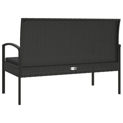 Tuinbank Met Kussen 105 Cm Poly Rattan Zwart