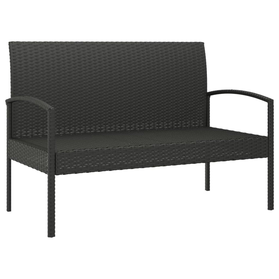 Tuinbank Met Kussen 105 Cm Poly Rattan Zwart
