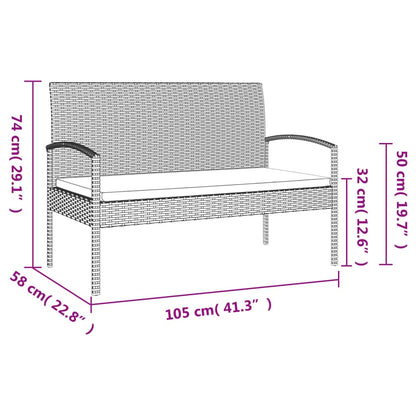 Tuinbank Met Kussen 105 Cm Poly Rattan Zwart