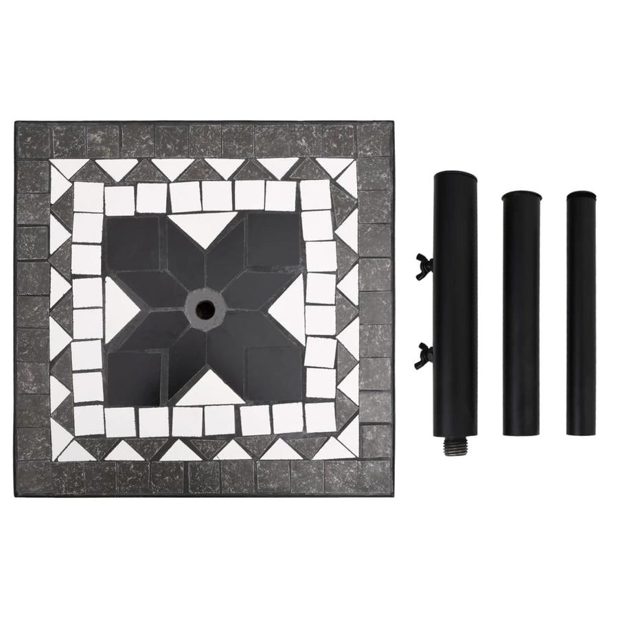 Parasolvoet Vierkant 12 Kg Zwart En Wit