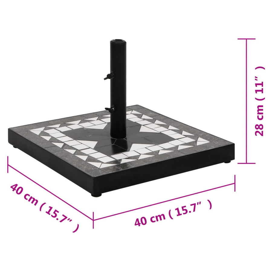 Parasolvoet Vierkant 12 Kg Zwart En Wit