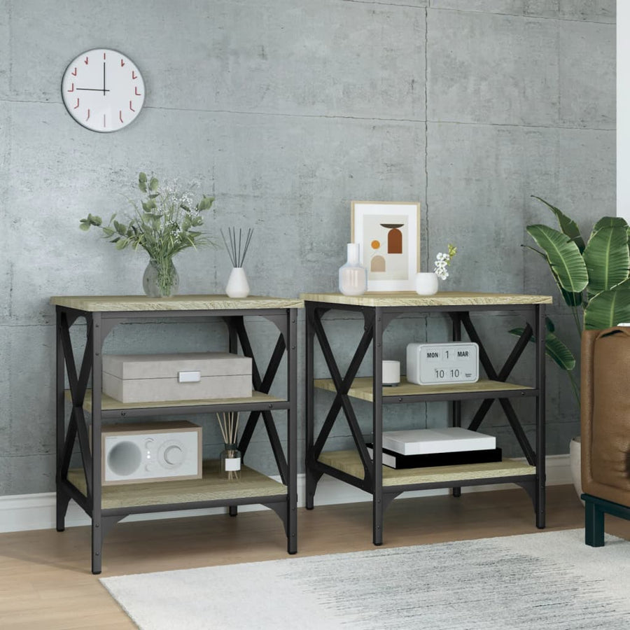 Bijzettafels 2 St 40X42X50 Cm Bewerkt Hout Sonoma Eikenkleurig