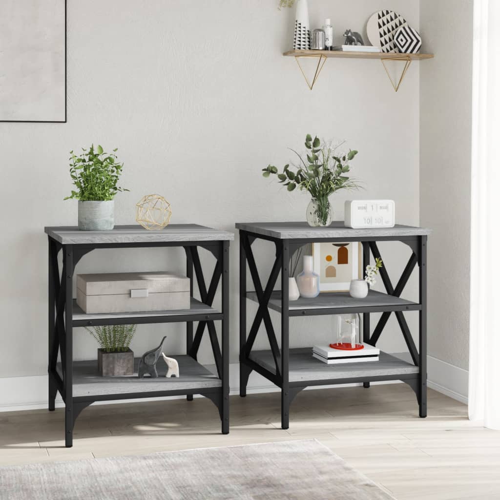 Bijzettafels 2 St 40X42X50 Cm Bewerkt Hout Grijs Sonoma Eiken