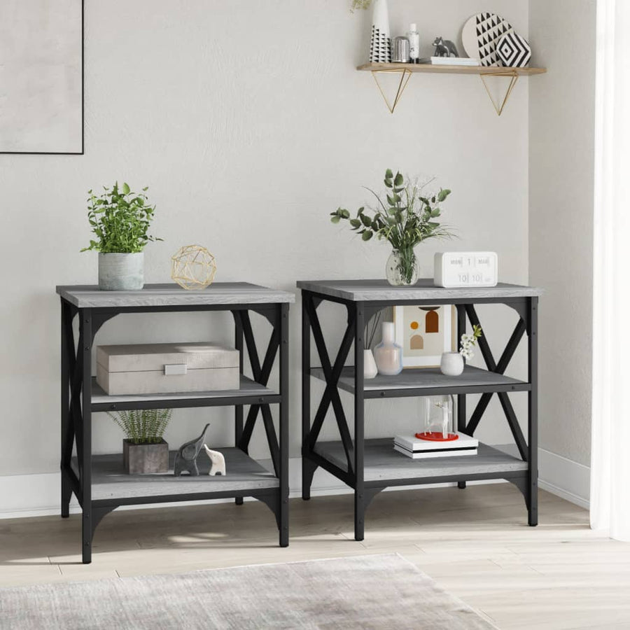 Bijzettafels 2 St 40X42X50 Cm Bewerkt Hout Grijs Sonoma Eiken